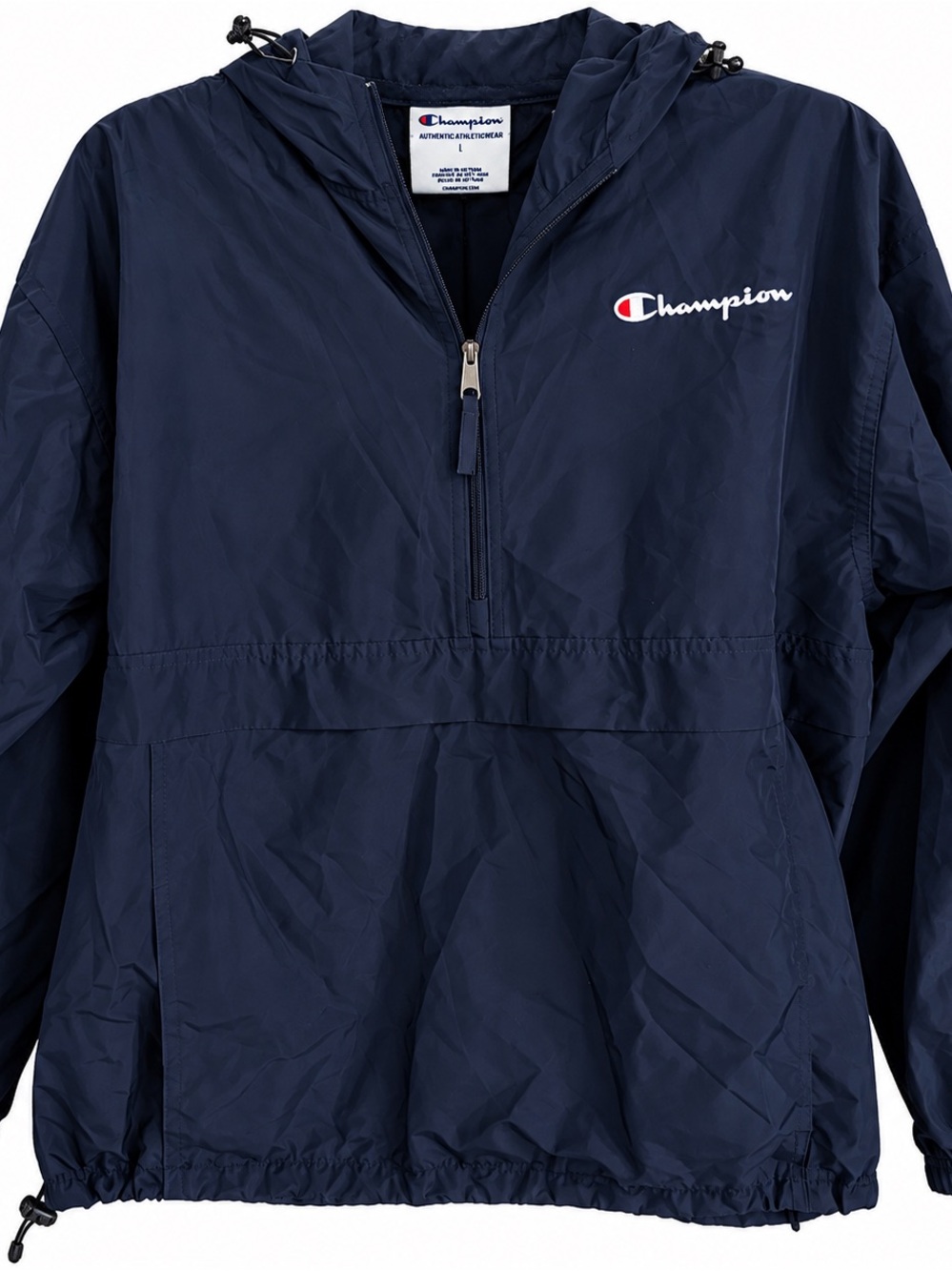 Champion Navy Pullover Windbreaker Jacket with Hood